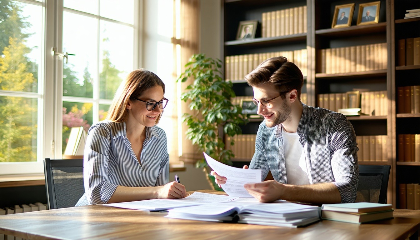 Man meeting with his estate planning attorney going over changes